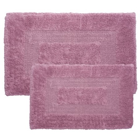 Hastings Home 2-piece 100-percent Cotton Bathmat, Reversible, Soft, Absorbent Bathroom Rugs, Rose 378098UAE